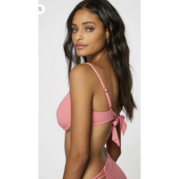 O’Neill Saltwater Solids Seville Underwire Bikini top Medium D Cup Pink NWT - Picture 2 of 6